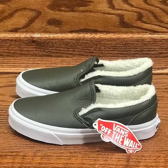 Vans Shoes - Vans Classic Slip On Leather Grape Leaf True White